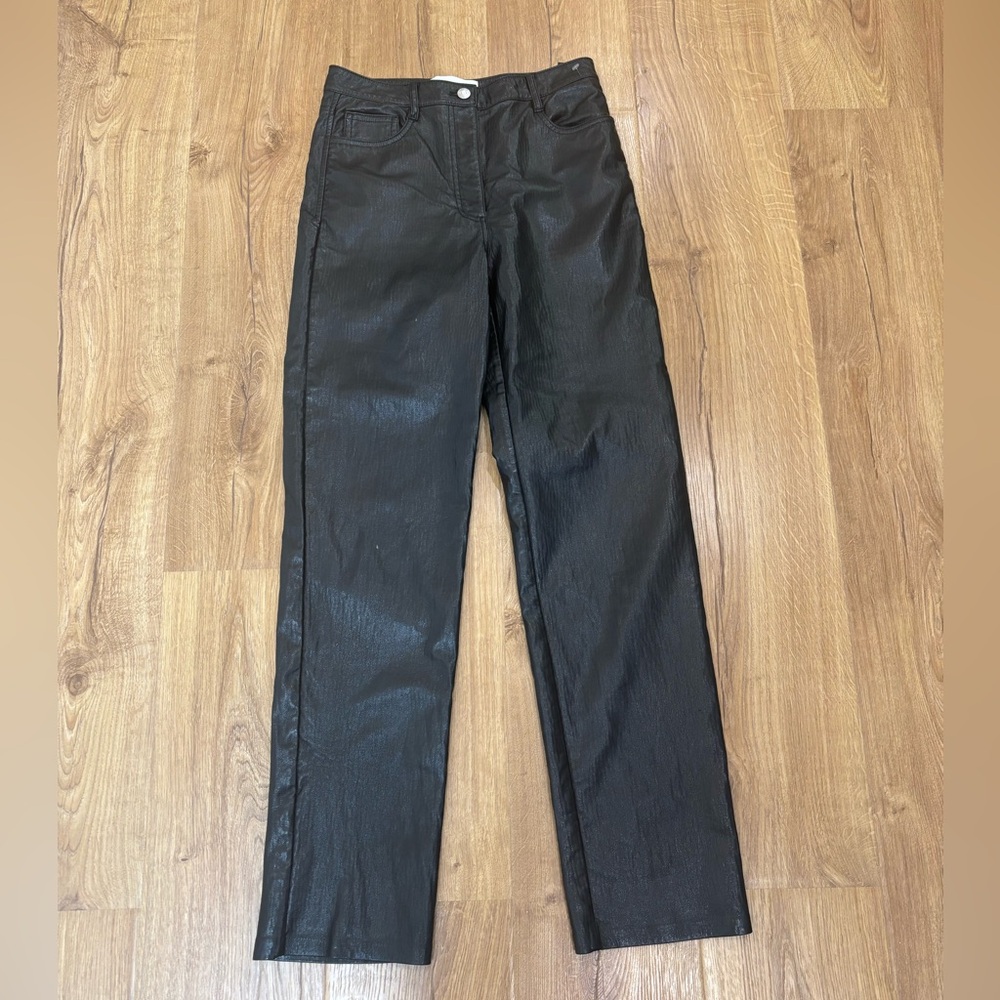 Aritzia Wilfred Melina Vegan Leather Wide Leg Pants High Rise Black Trousers